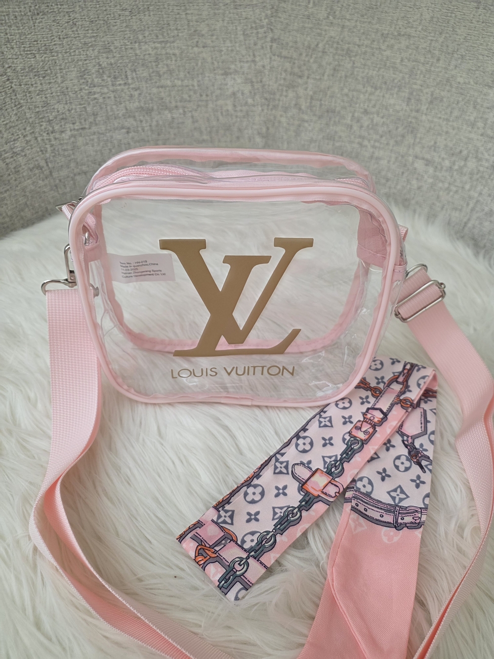 Pink Clear Crossbody Bag Stadium Bag Cosmetic Bag - Picture 4 of 9